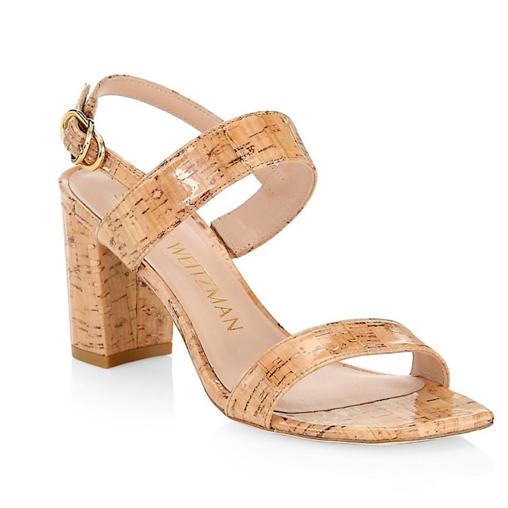 Stuart Weitzman Austine Cork Heels Sandals 10